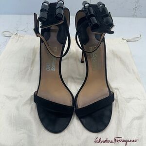 Salvatore Ferragamo Black Suede Stiletto Sandals Heels Women’s Size 40 / US 10
